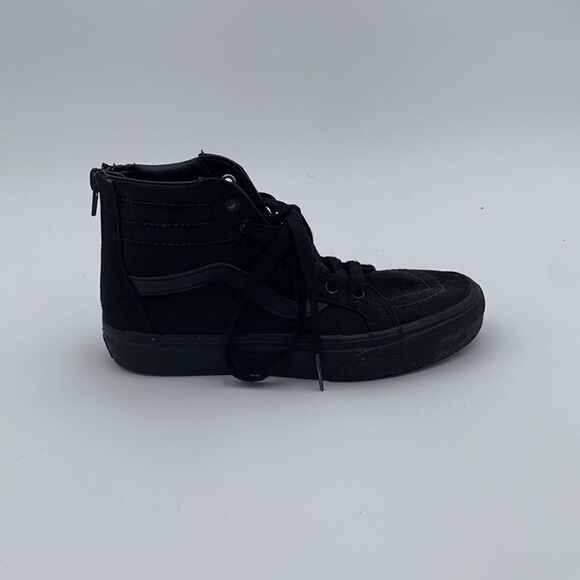 Vans high top lace up black monochromatic sneakers, boys size 3 - Picture 2 of 12